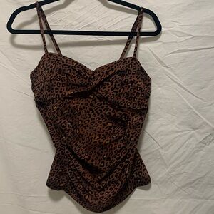 EUC Spanx Love Your Assets Brown Cheetah print Camisole size Large